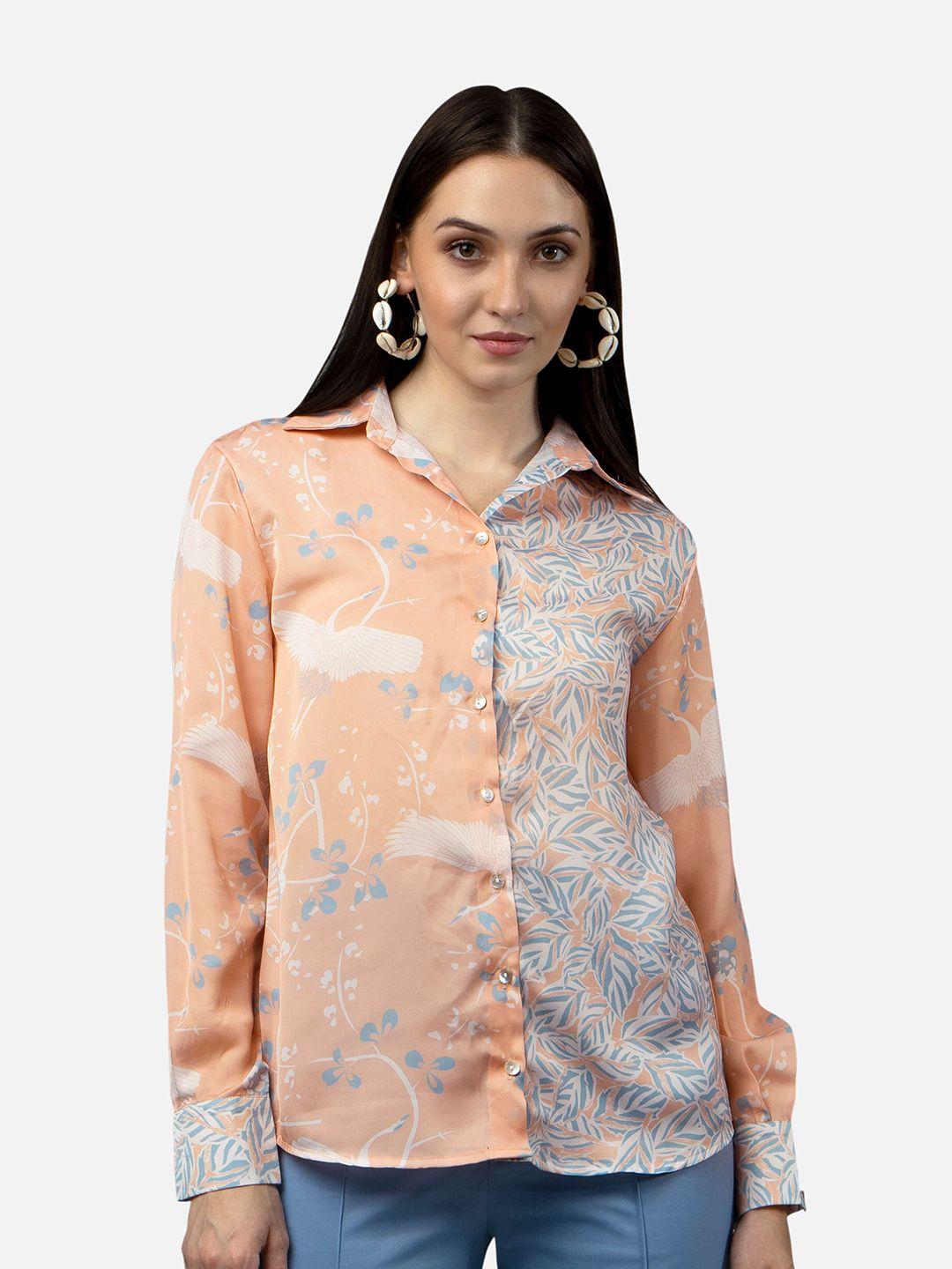 neofaa women printed regular fit casual shirt