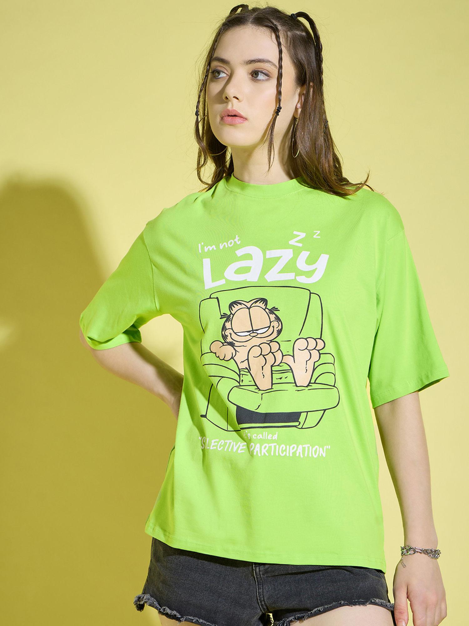 neon green cotton baggy fit women t-shirt