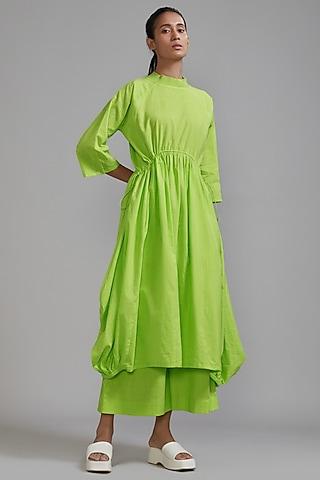 neon green cotton cowl tunic