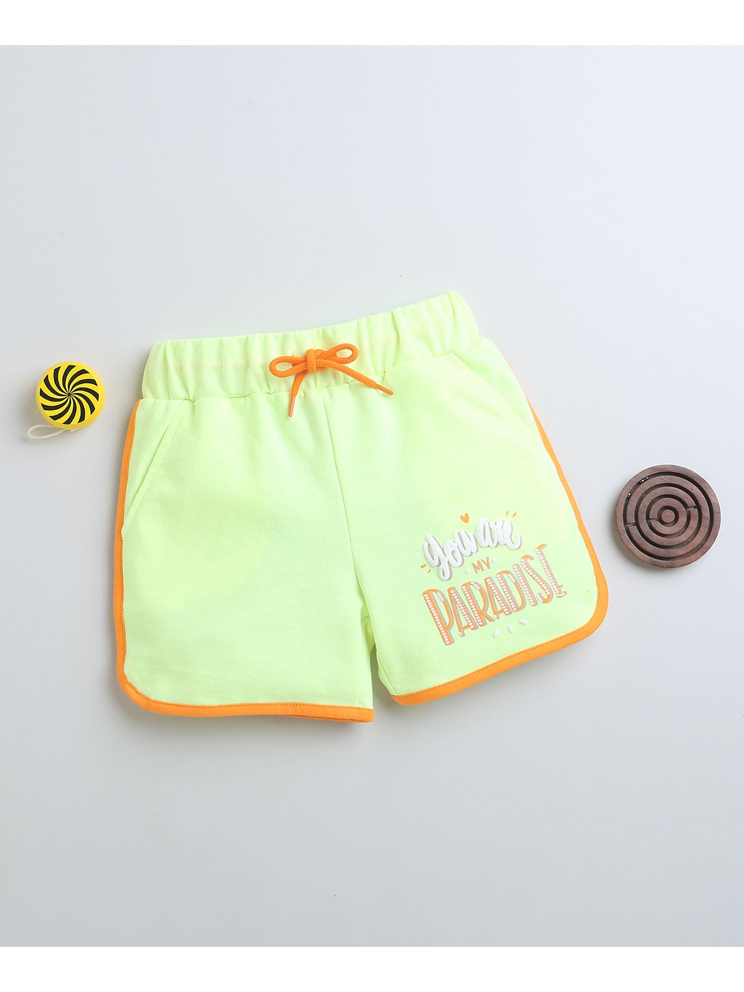 neon green girls shorts