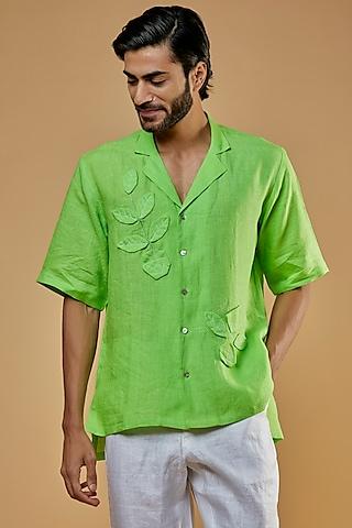 neon green hemp embroidered shirt