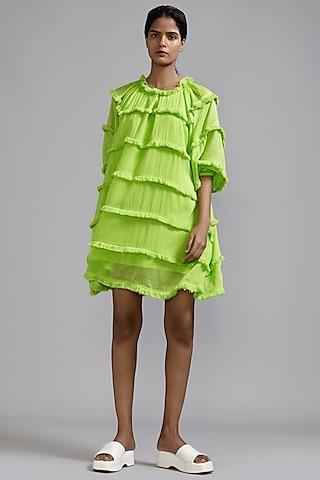 neon green mul mini dress