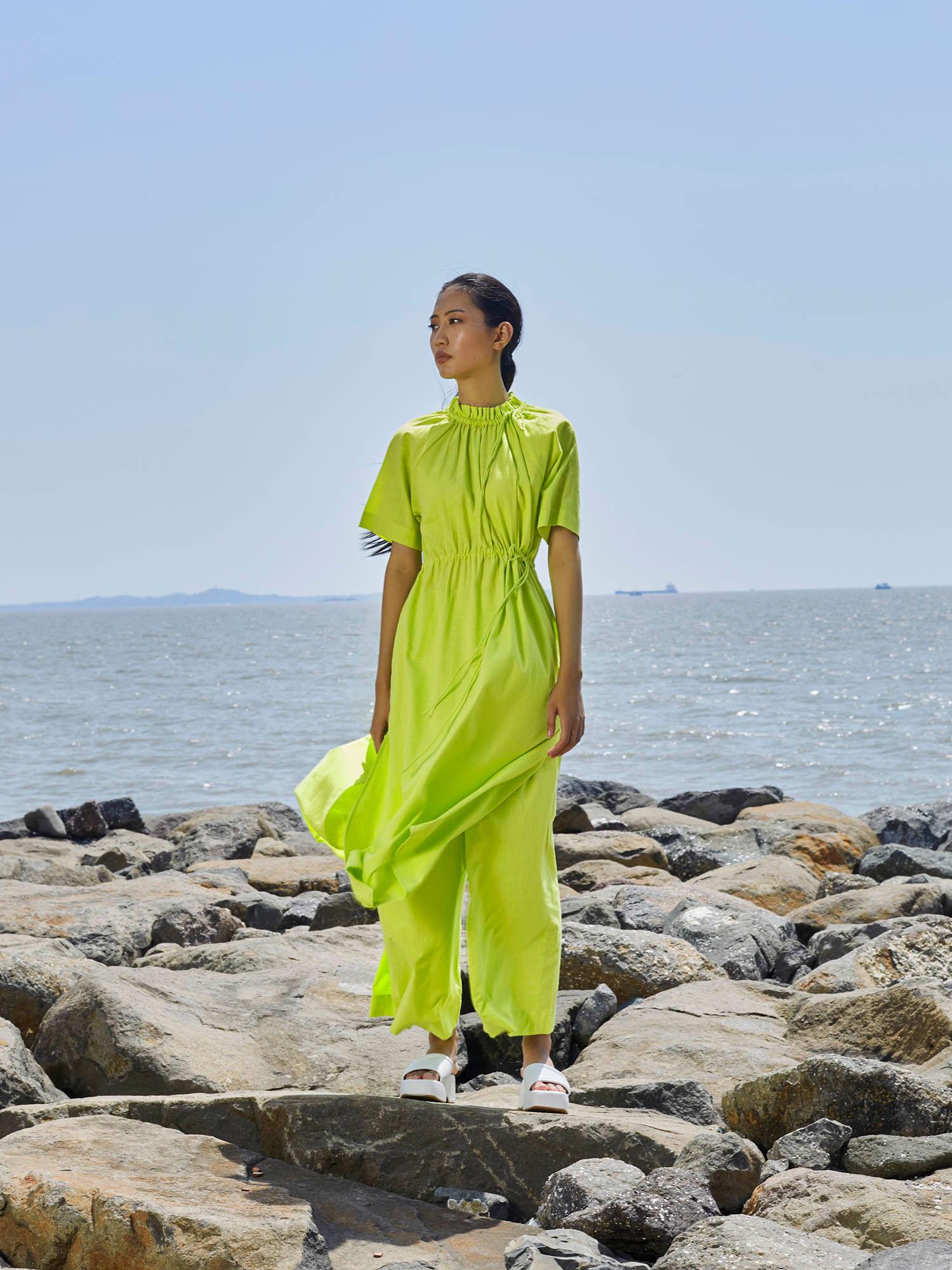 neon green tora tunic