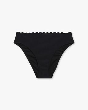 neoprene scallop high-leg bikini bottom