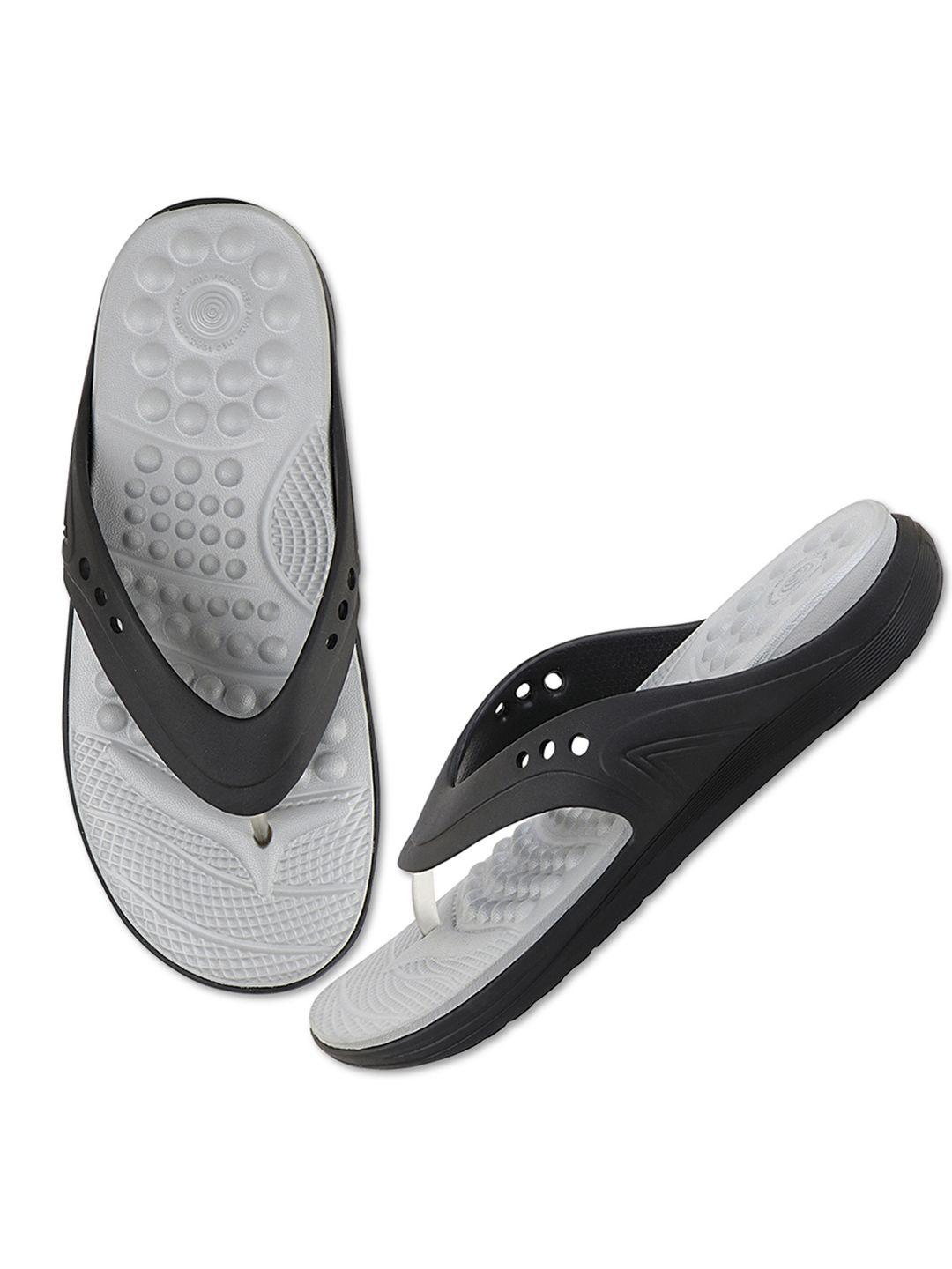 neoz men black & grey rubber thong flip-flops