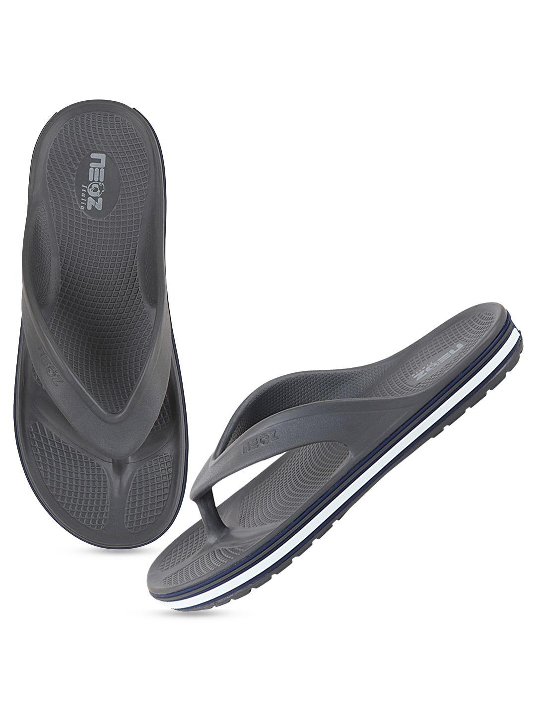 neoz men grey & white rubber thong flip-flops