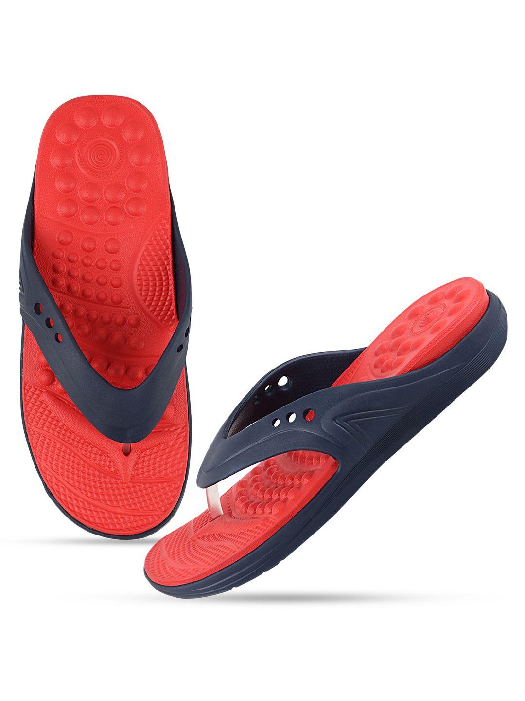 neoz men navy blue & red rubber slip-on