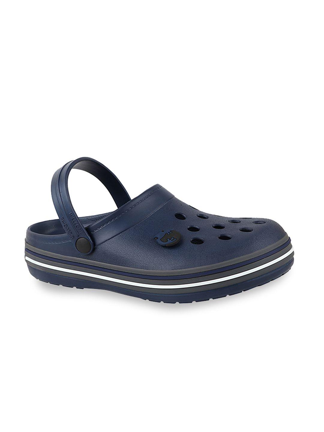 neoz men navy blue & white rubber clogs