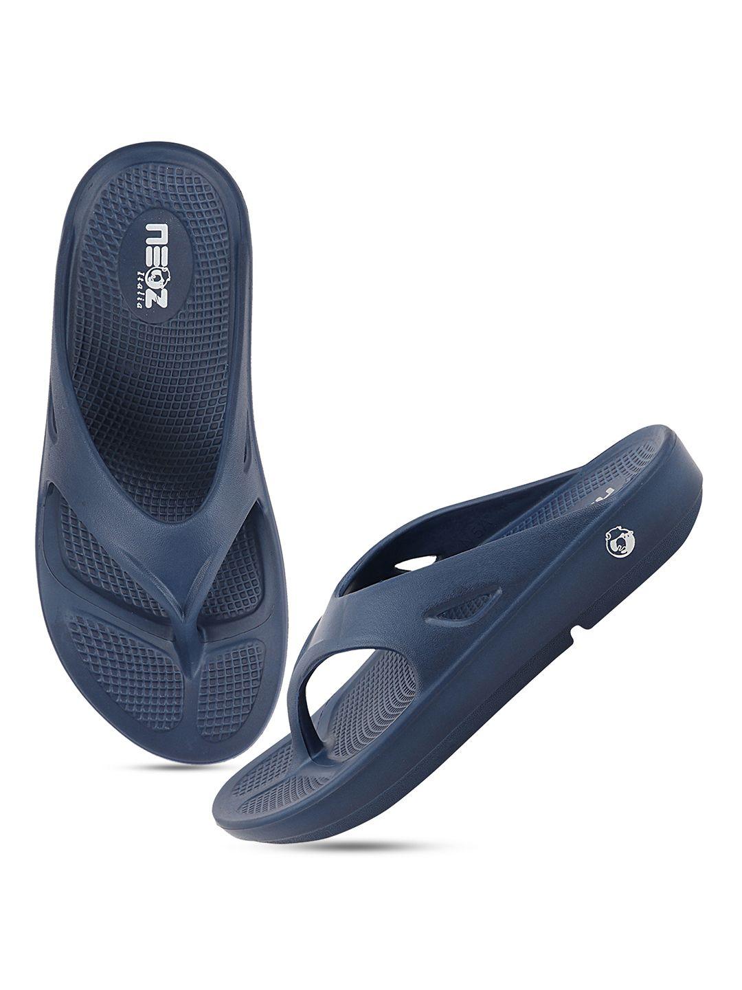 neoz men navy blue rubber thong flip-flops