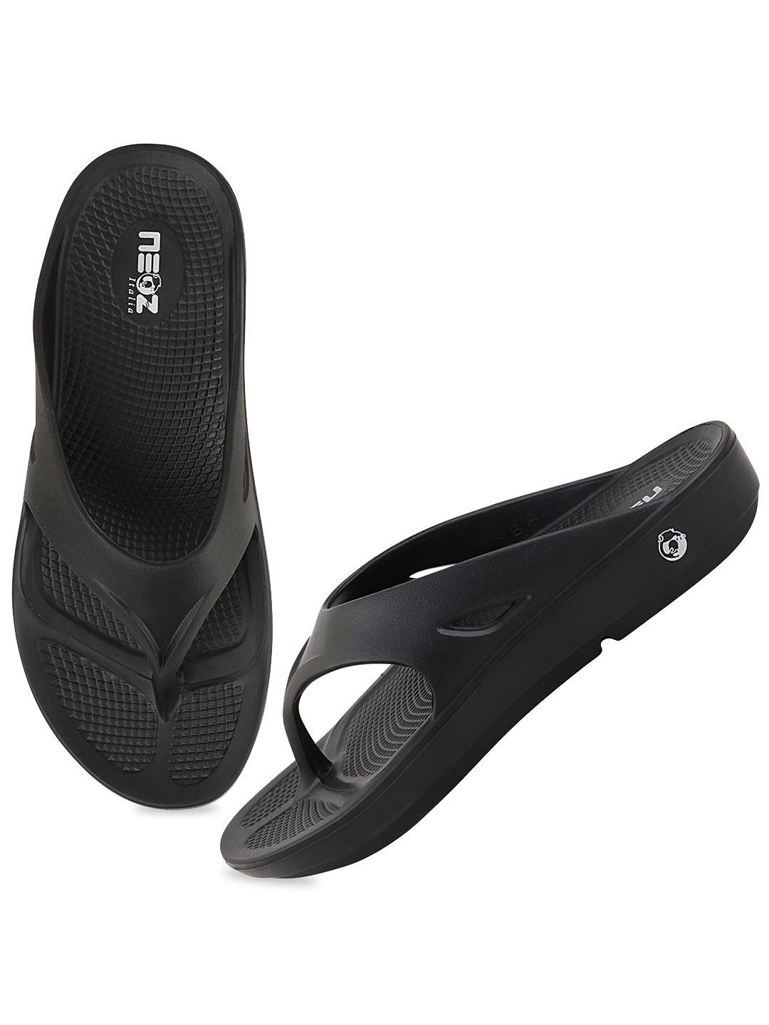 neoz women black solid thong flip-flops