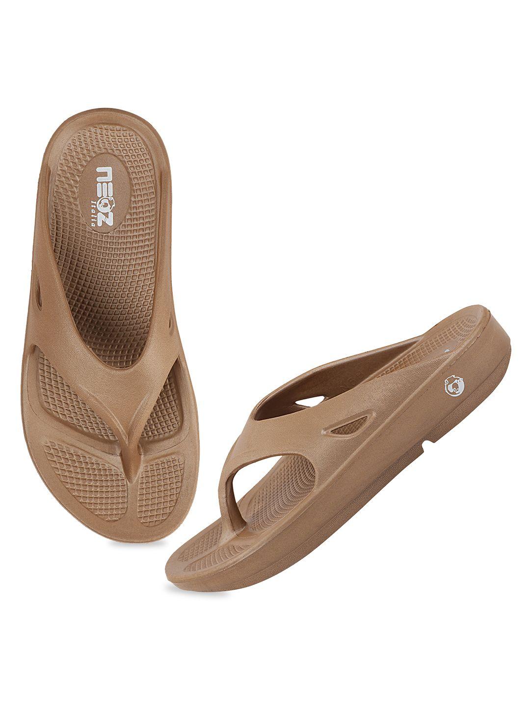 neoz women bronze-toned rubber thong flip-flops