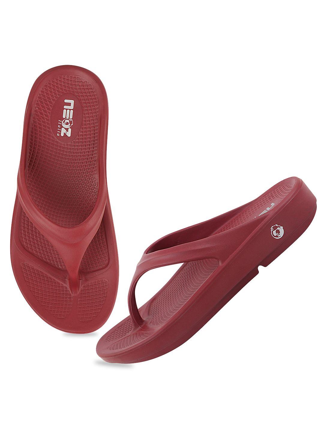 neoz women maroon rubber thong flip-flops