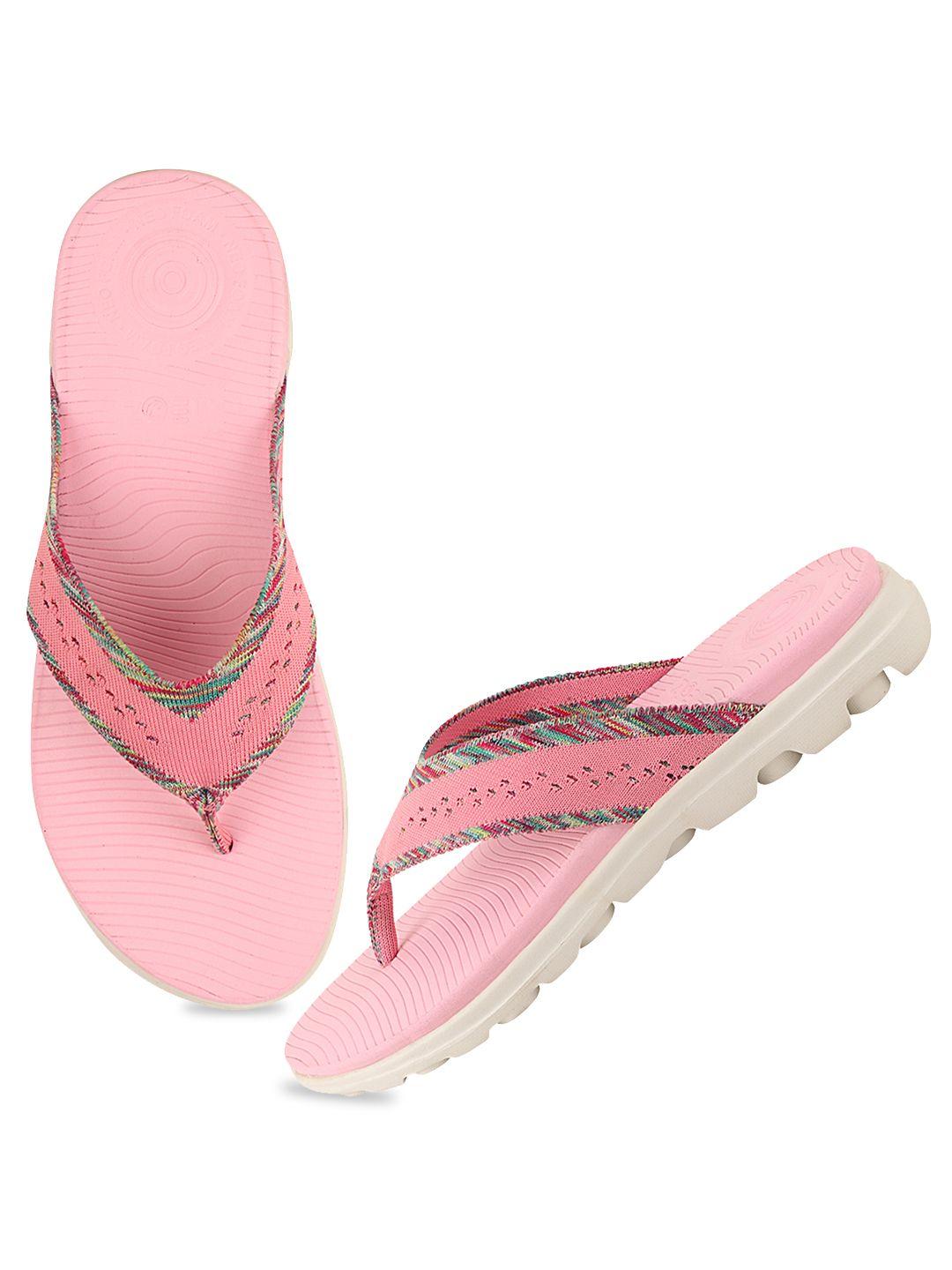 neoz women pink rubber thong flip-flops