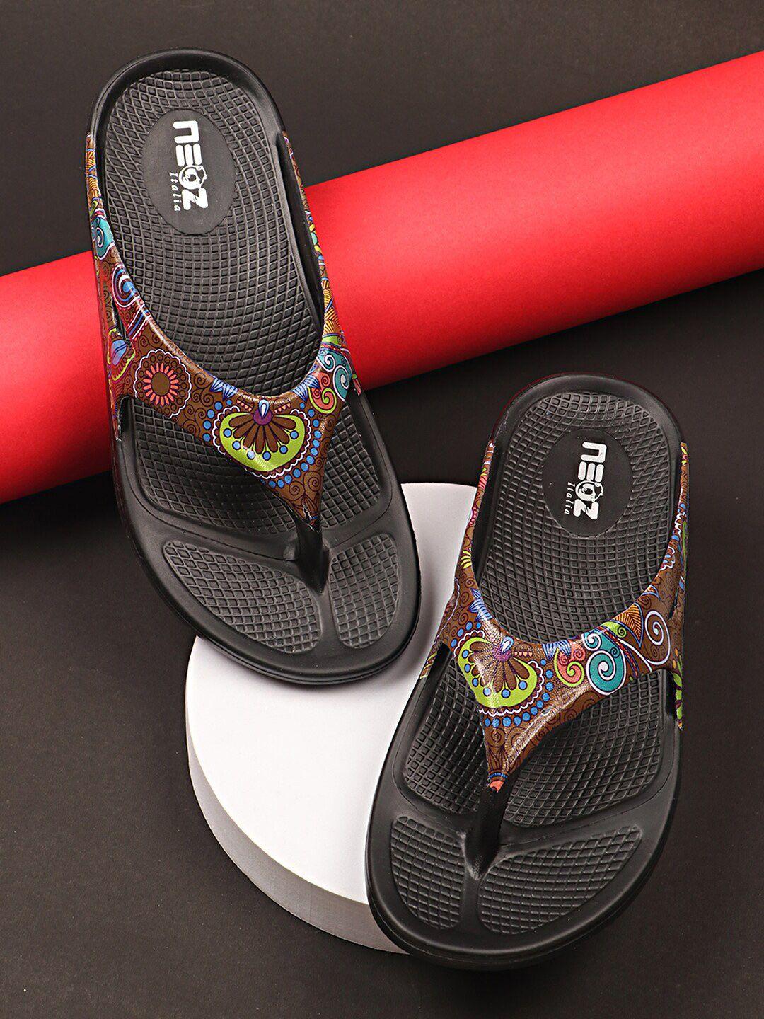 neoz women printed thong flip-flops