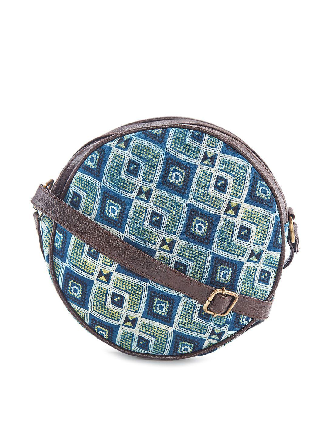 nepri abstract printed structured cotton sling bag