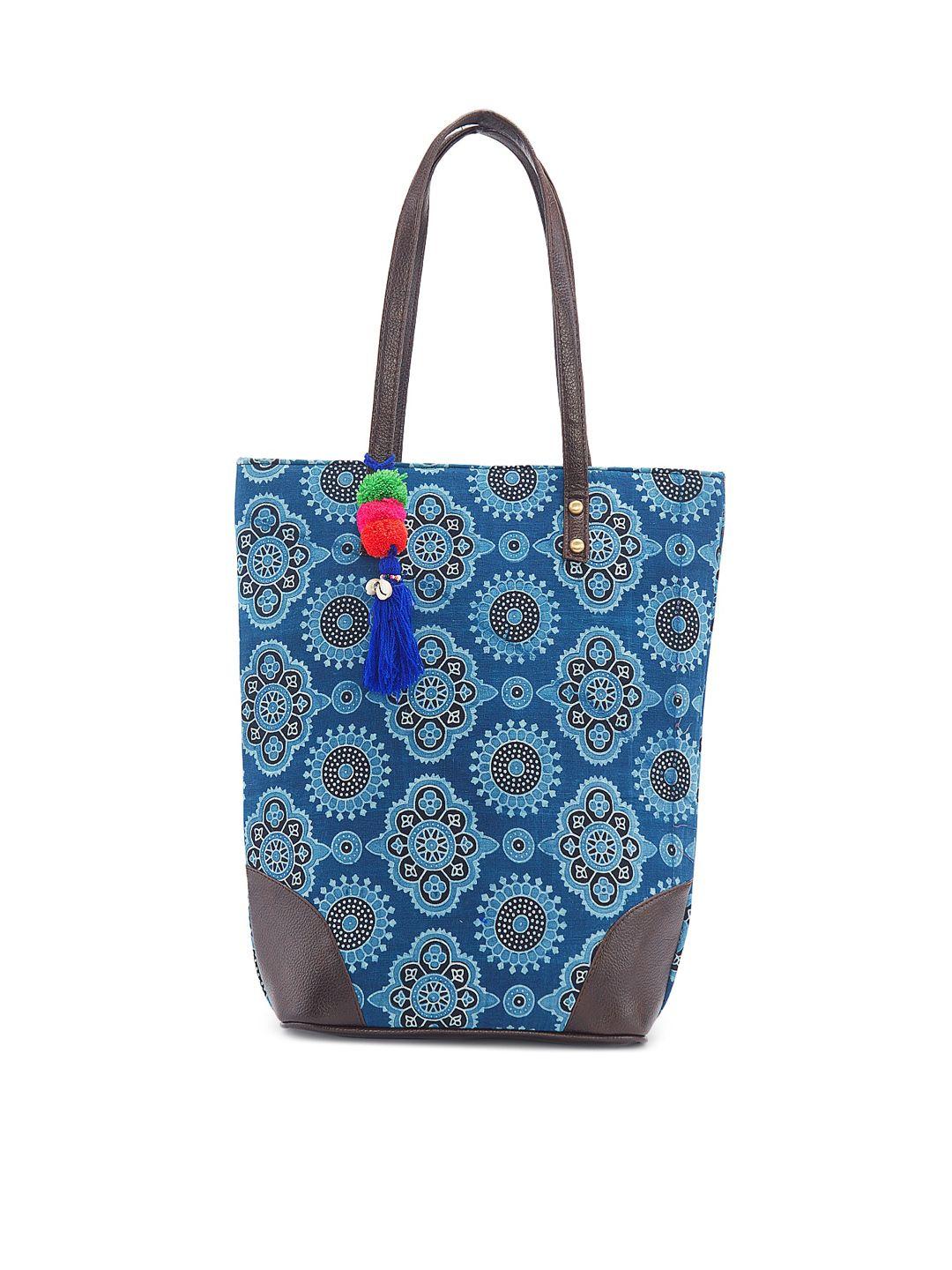 nepri ethnic motifs printed shopper tote bag with tasselled