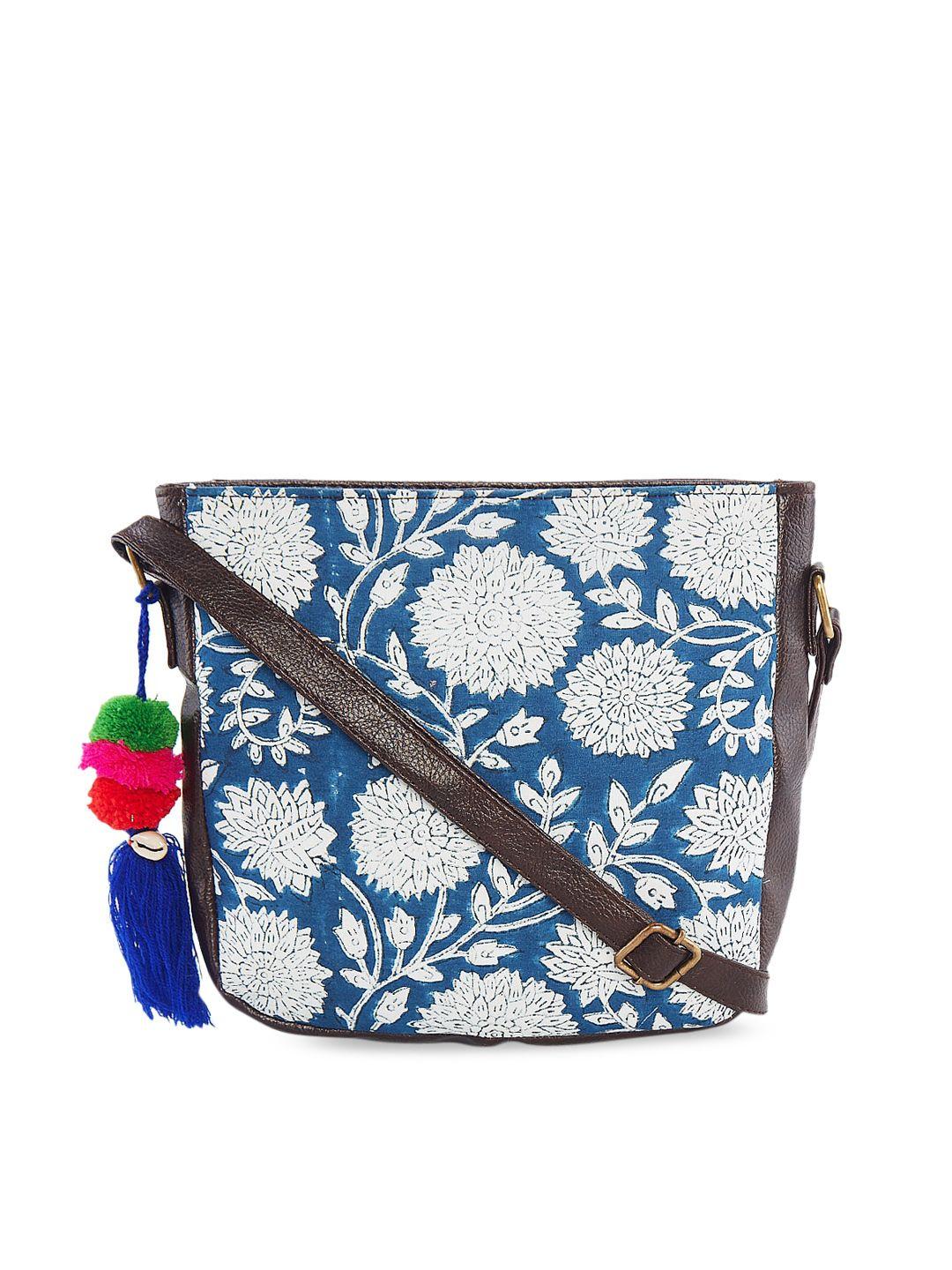 nepri floral printed printed structured sling bag