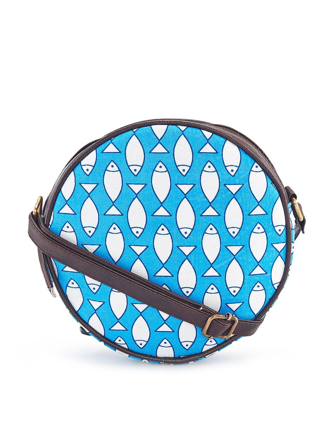 nepri graphic printed structured cotton sling bag