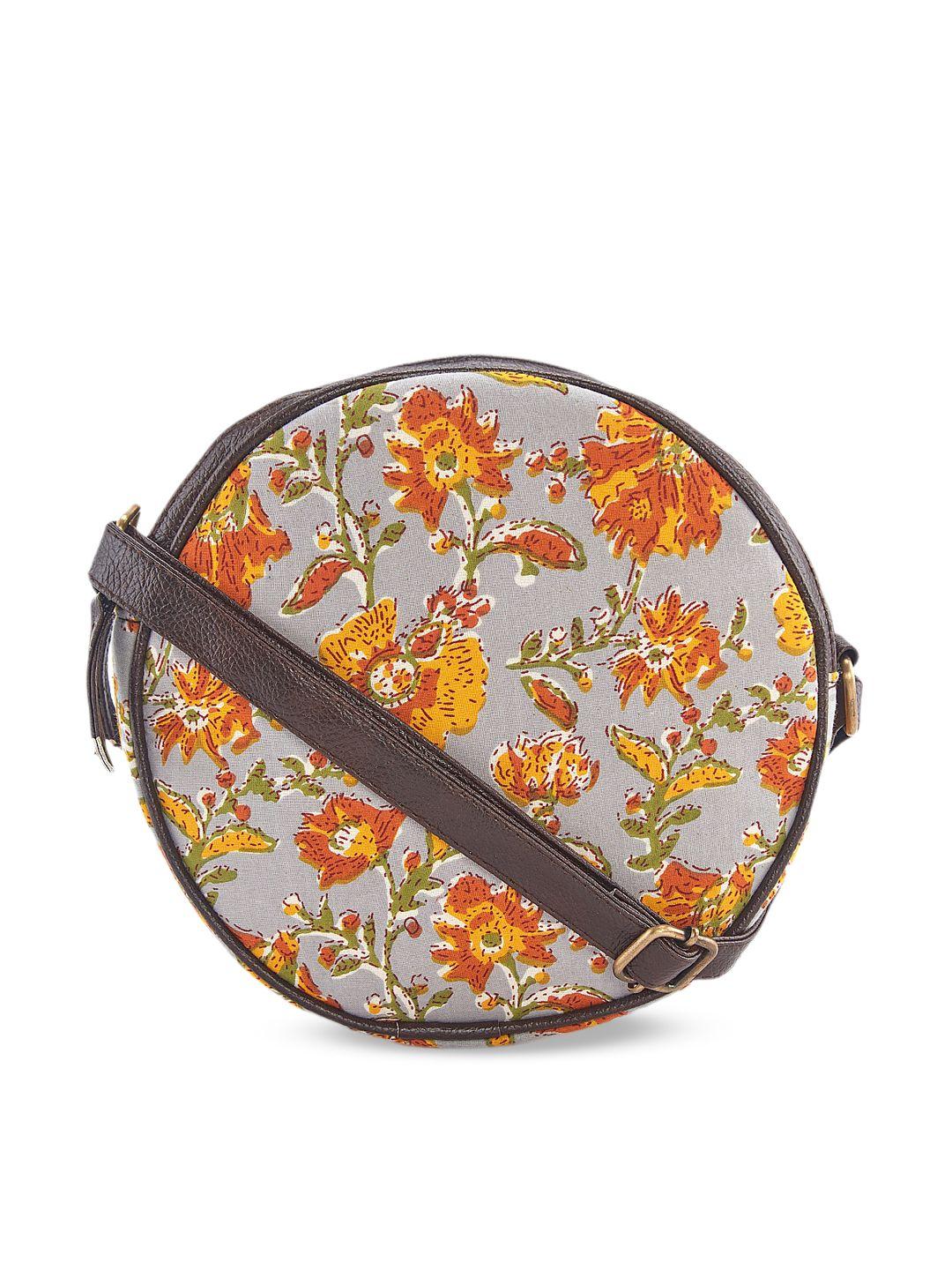 nepri women floral printed pure cotton sling bag