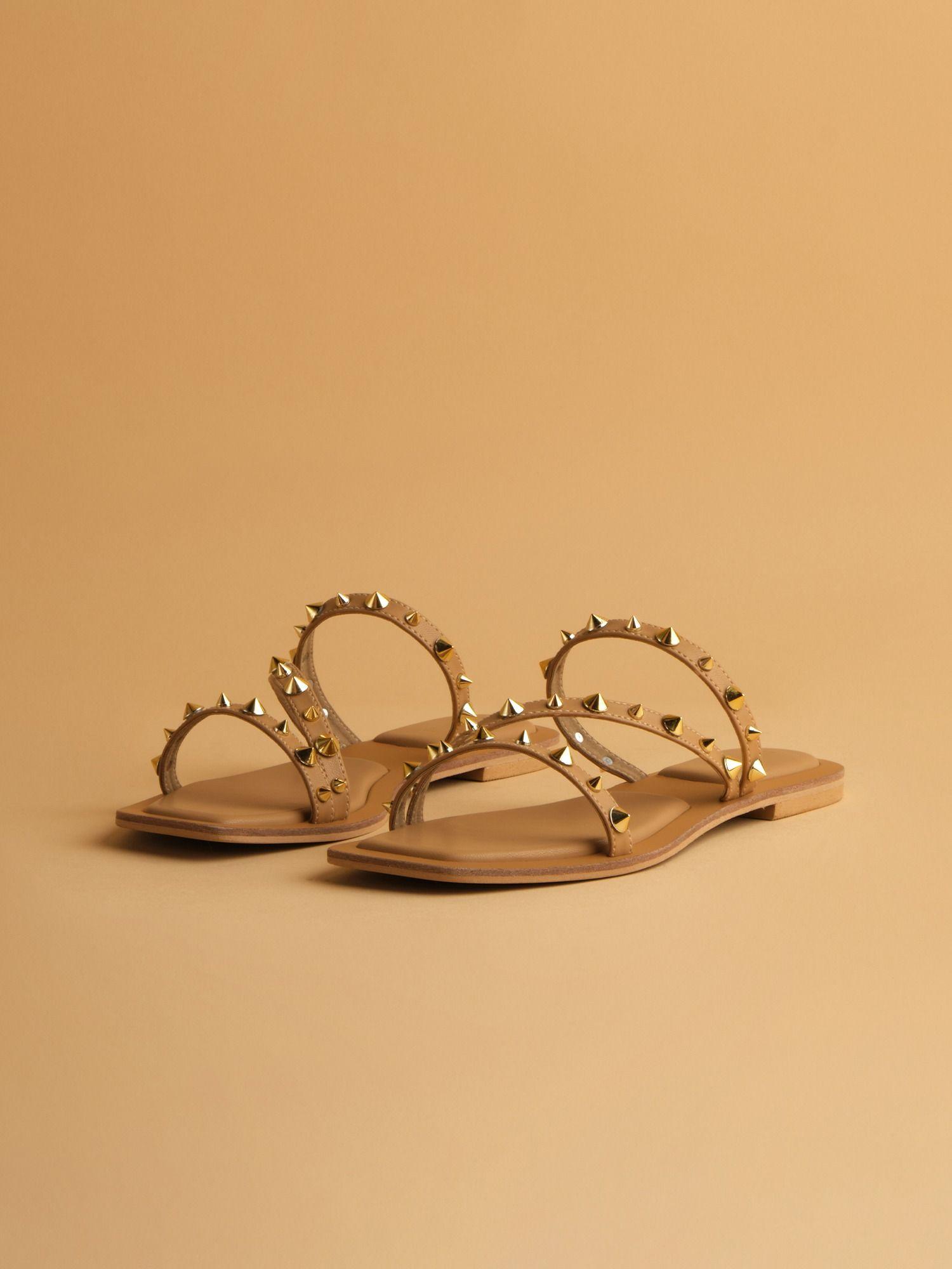 nera beige studded flats