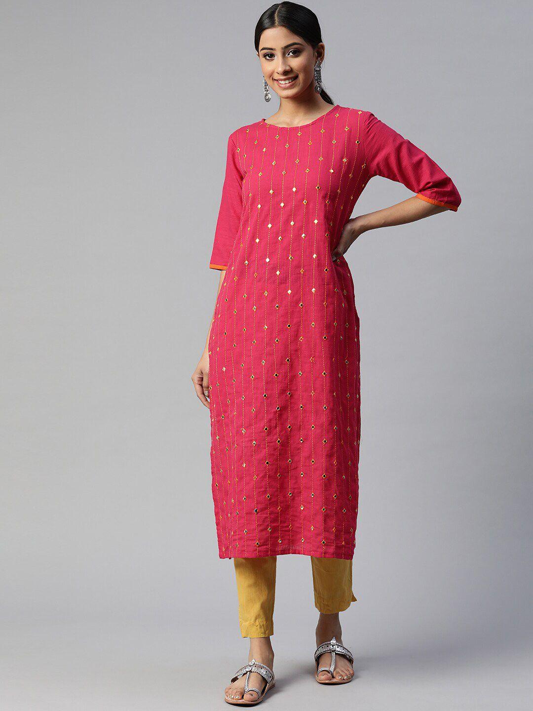 neshamakurti  geometric embroidered cotton kurta