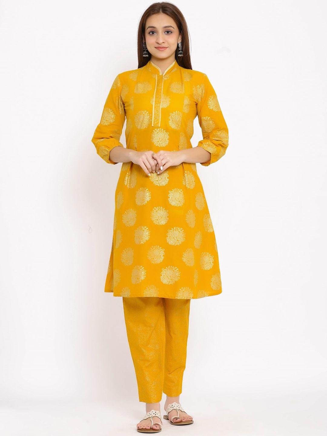 neshamakurti women mustard yellow ethnic motifs dyed kurta