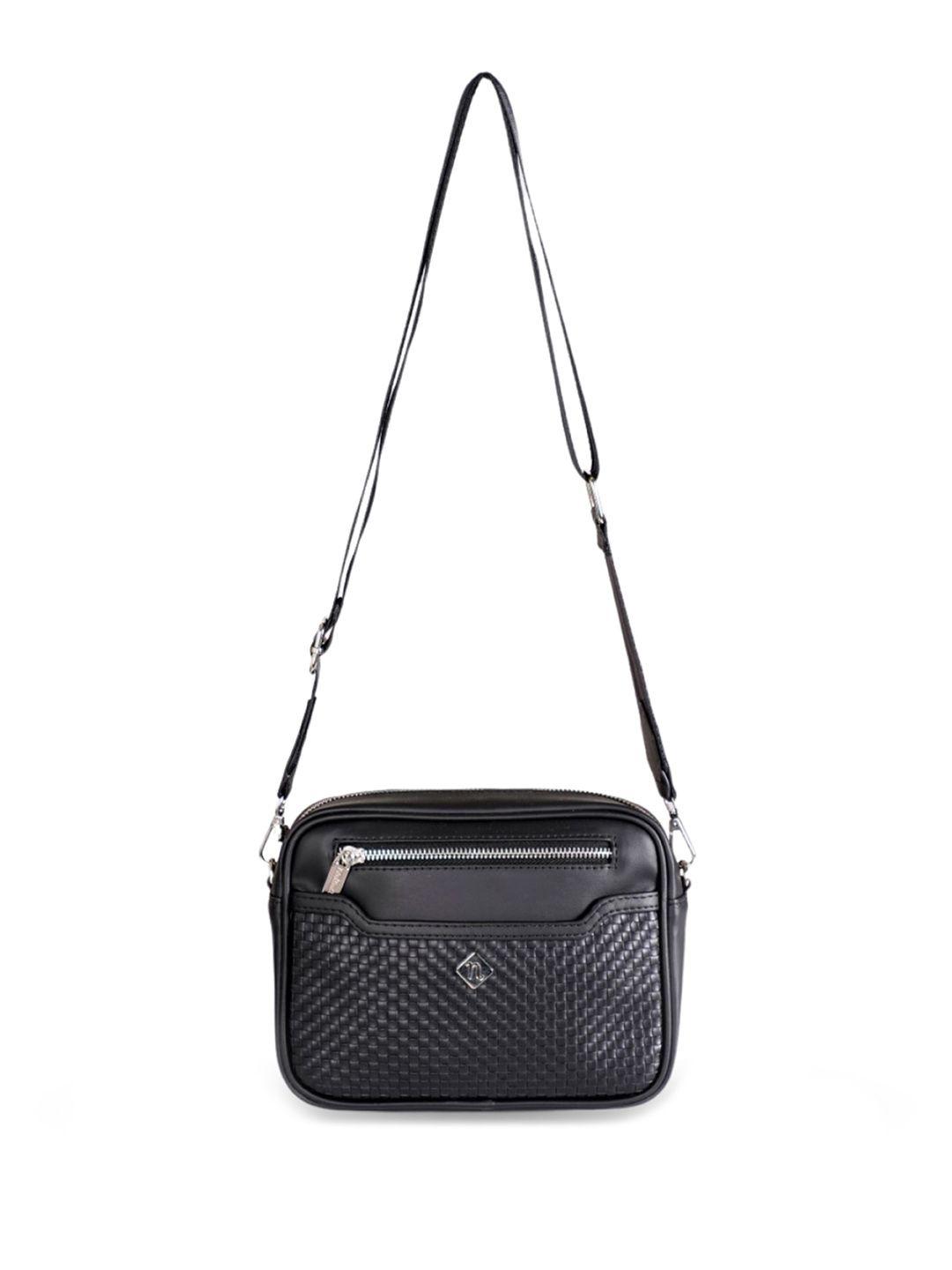 nestasia textured pu structured sling bag with quilted
