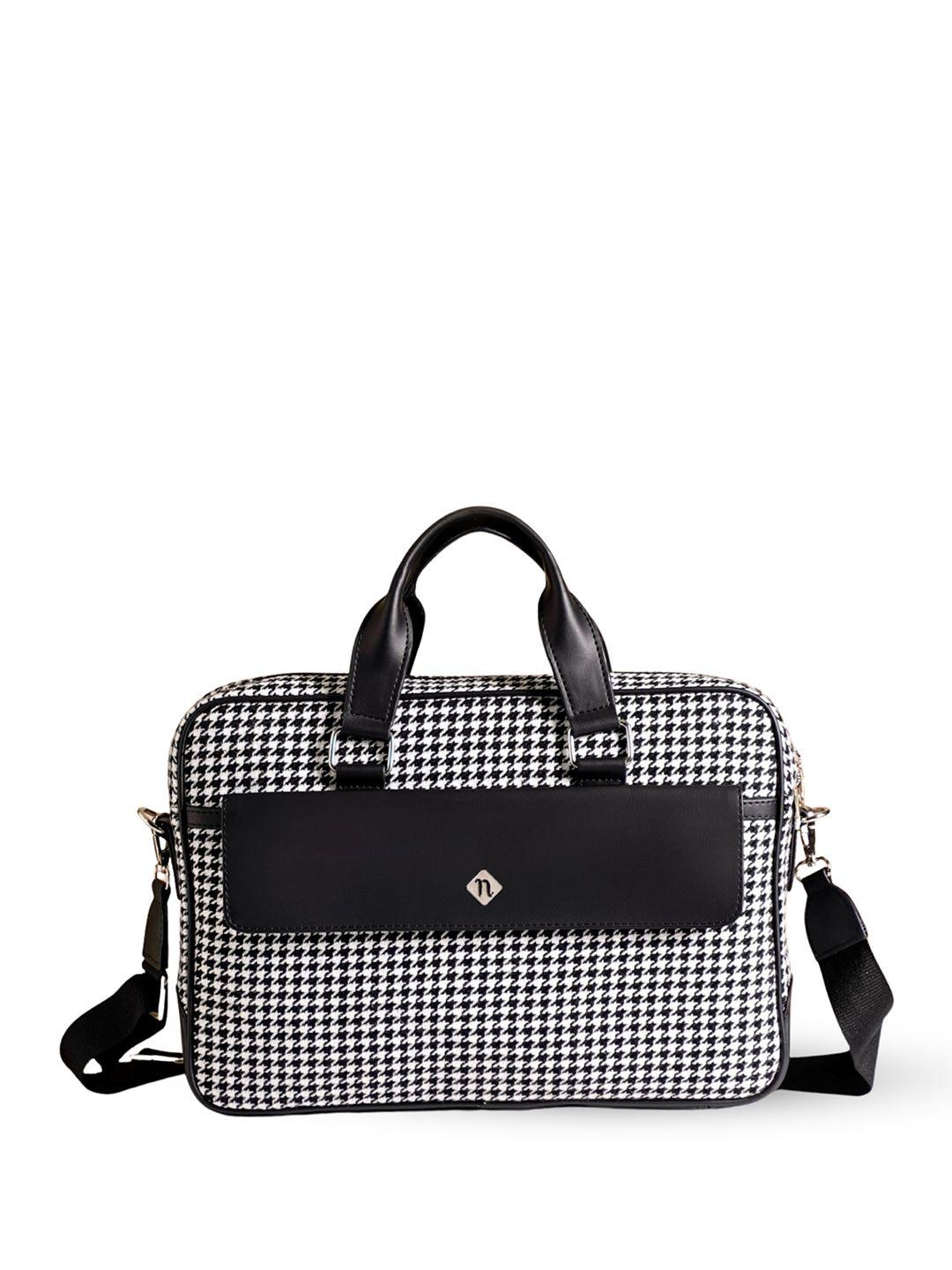 nestasia unisex houndstooth checked laptop bag - up to 15 inch