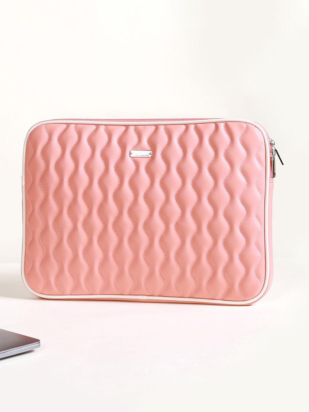 nestasia unisex pink textured laptop sleeve