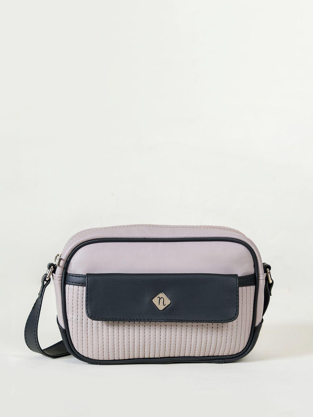 nestasia colourblocked structured sling bag with quilted