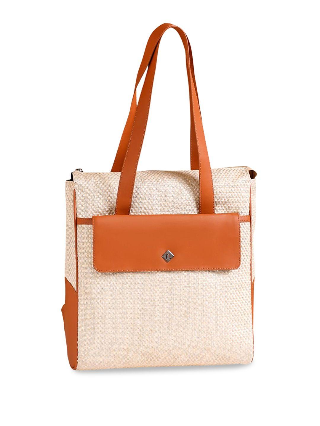 nestasia cream-coloured textured structured tote bag