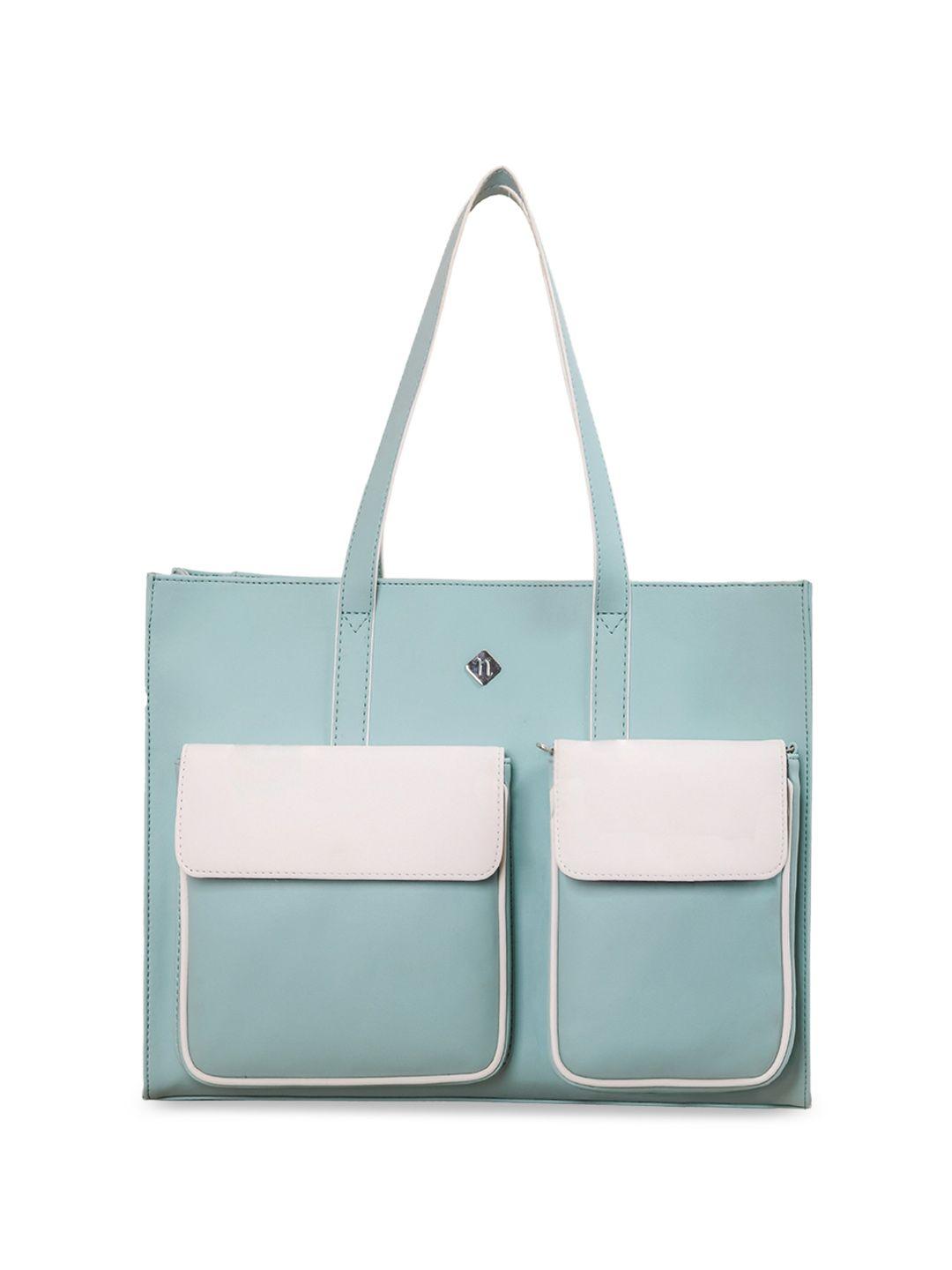 nestasia green textured structured tote bag