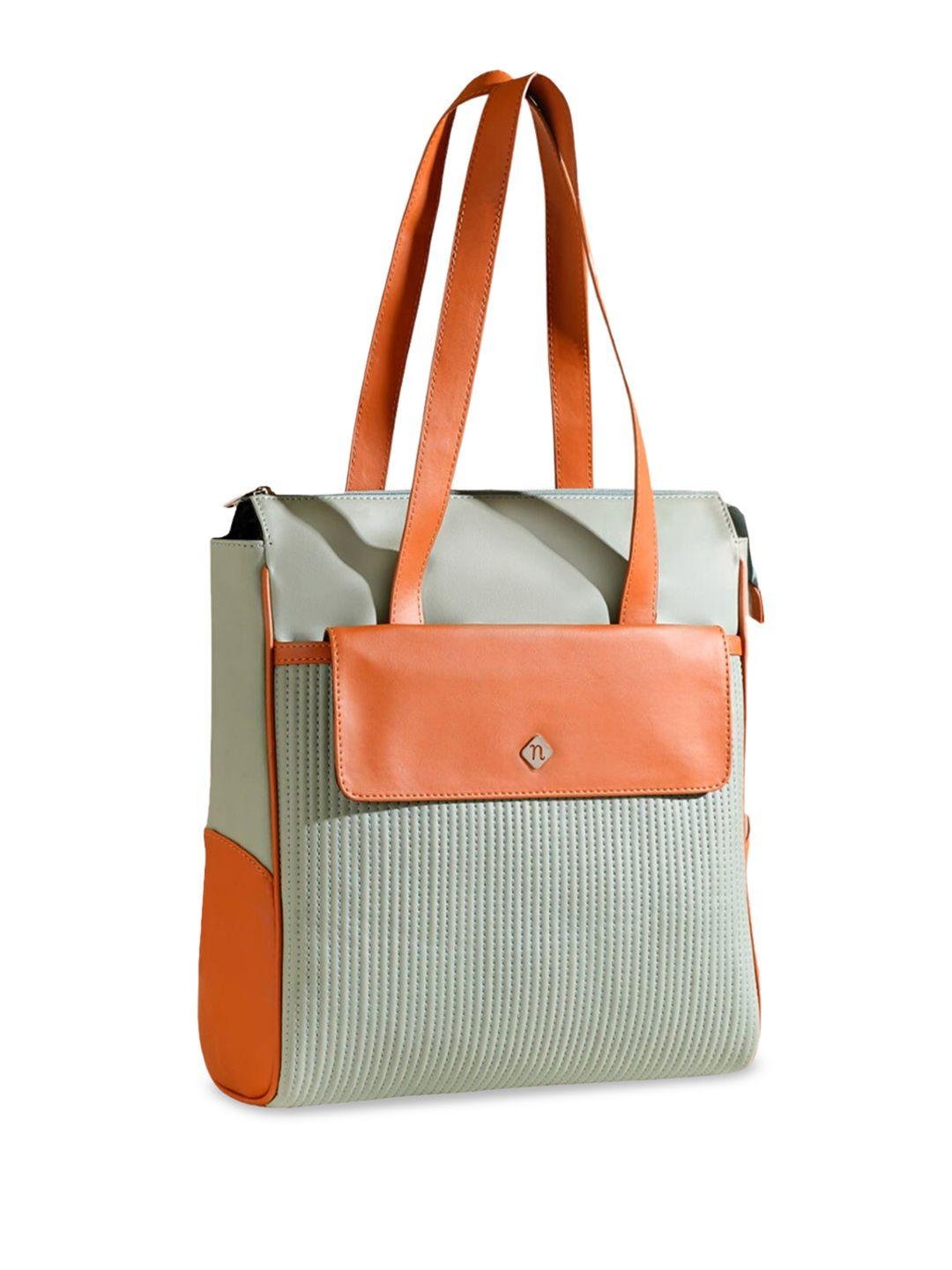 nestasia green textured structured tote bag