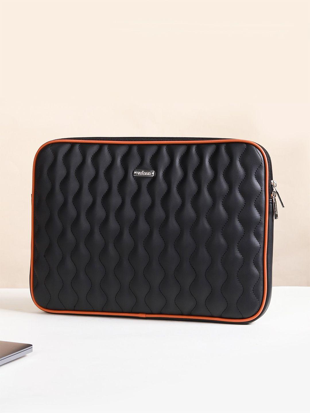 nestasia unisex black textured laptop sleeve