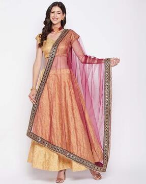 net dupatta with contrast border