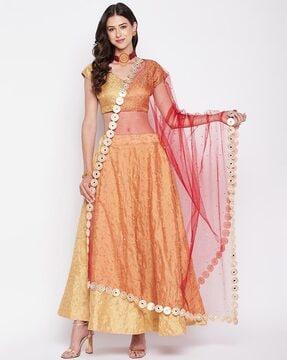 net dupatta with embellished border