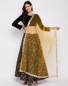 net dupatta with embellished border