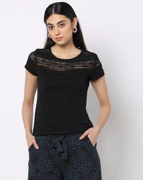 net panelled crew-neck t-shirt