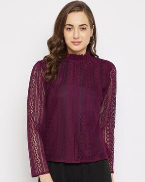 netted high-neck top