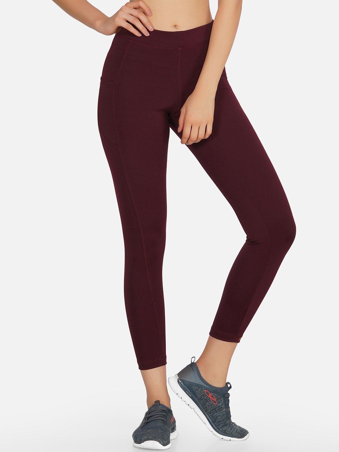 neu look fashion women maroon solid gym tights