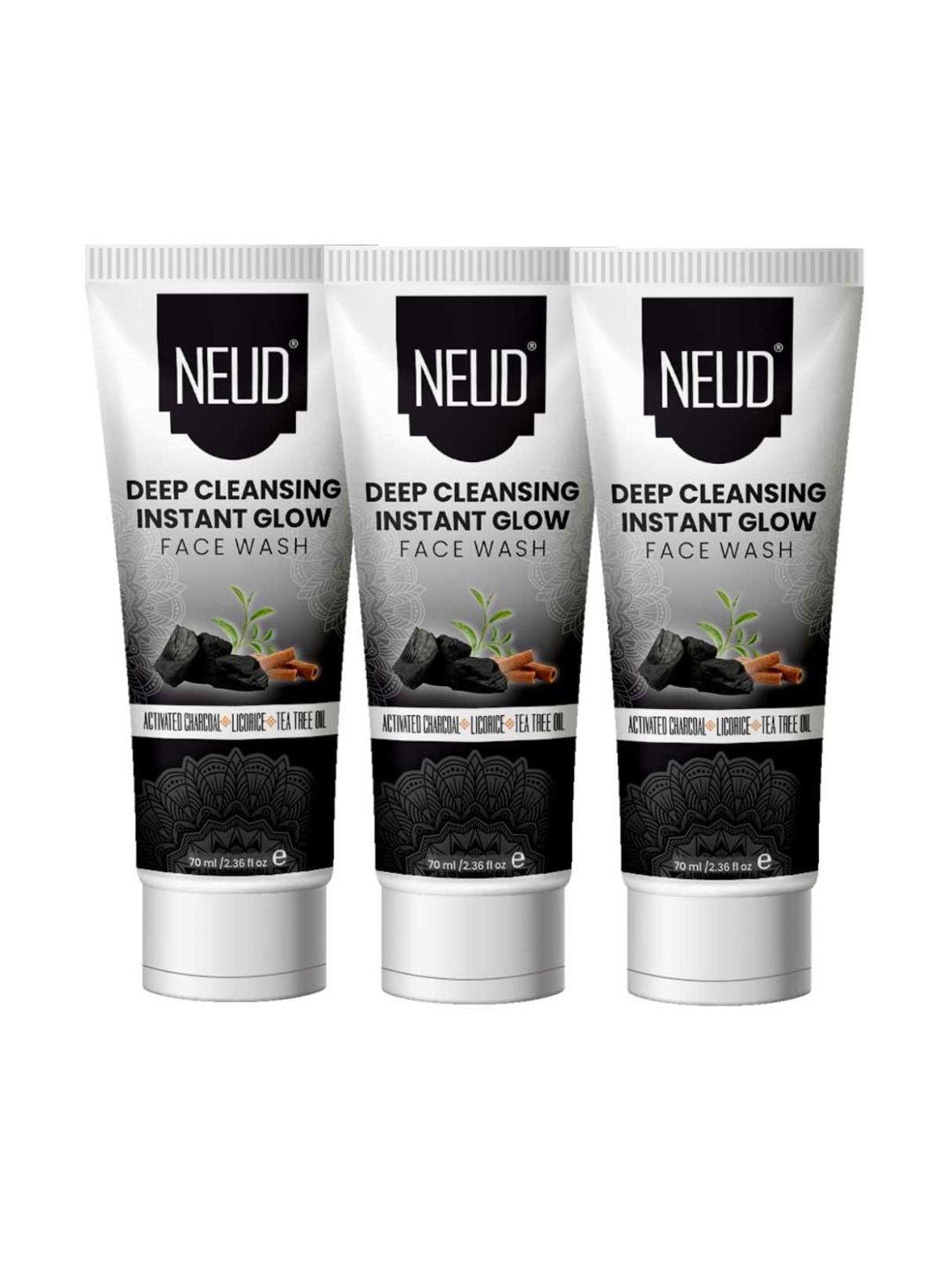 neud deep cleansing instant glow set of 3 face wash 70 ml each