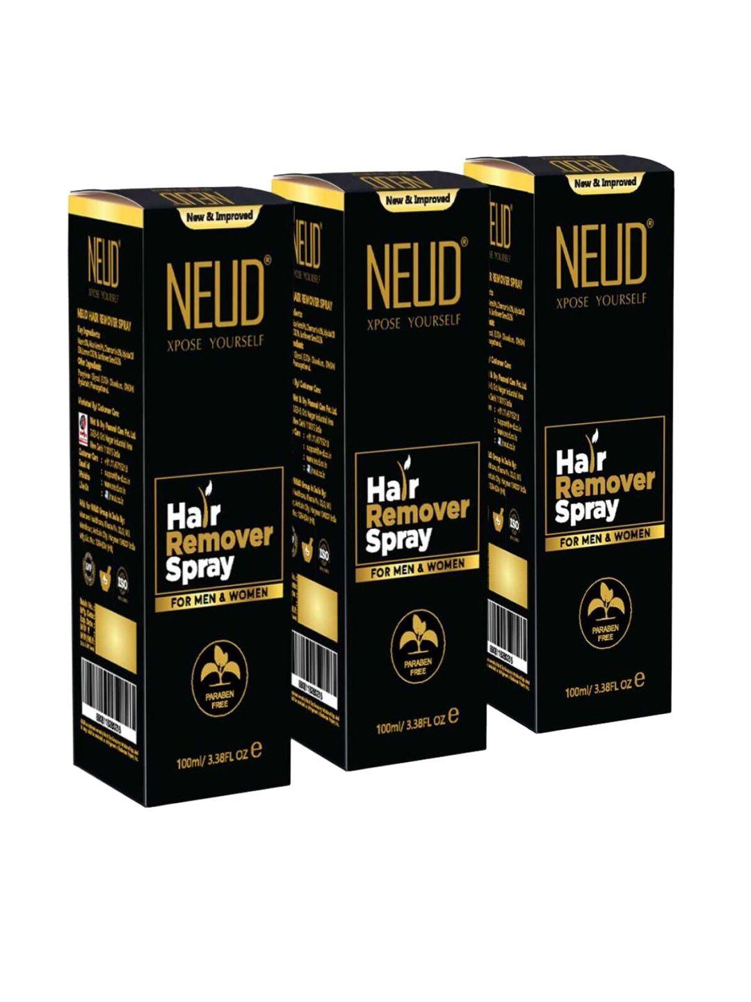 neud set of 3 hair remover spray with neem & aloe vera - 100 ml each