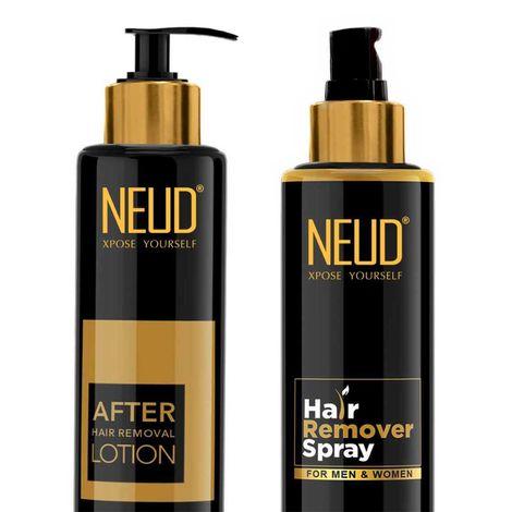 neud combo hair remover spray (100 ml) and after-hair-removal lotion (100 gm) for skin care in men & women