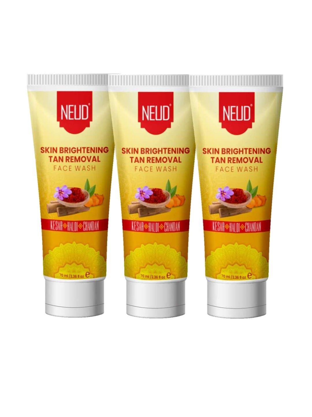 neud skin brightening tan removal set of 3 face wash 70 ml each