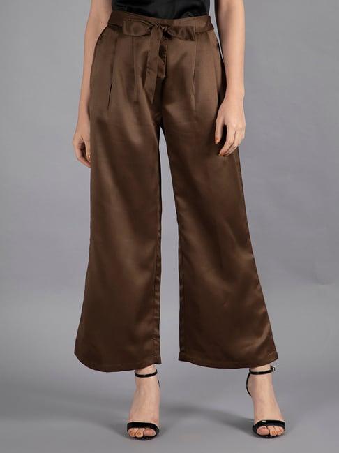 neudis brown regular fit mid rise trousers