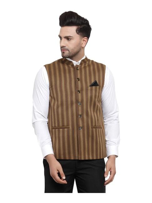 neudis-brown-striped-nehru-jacket