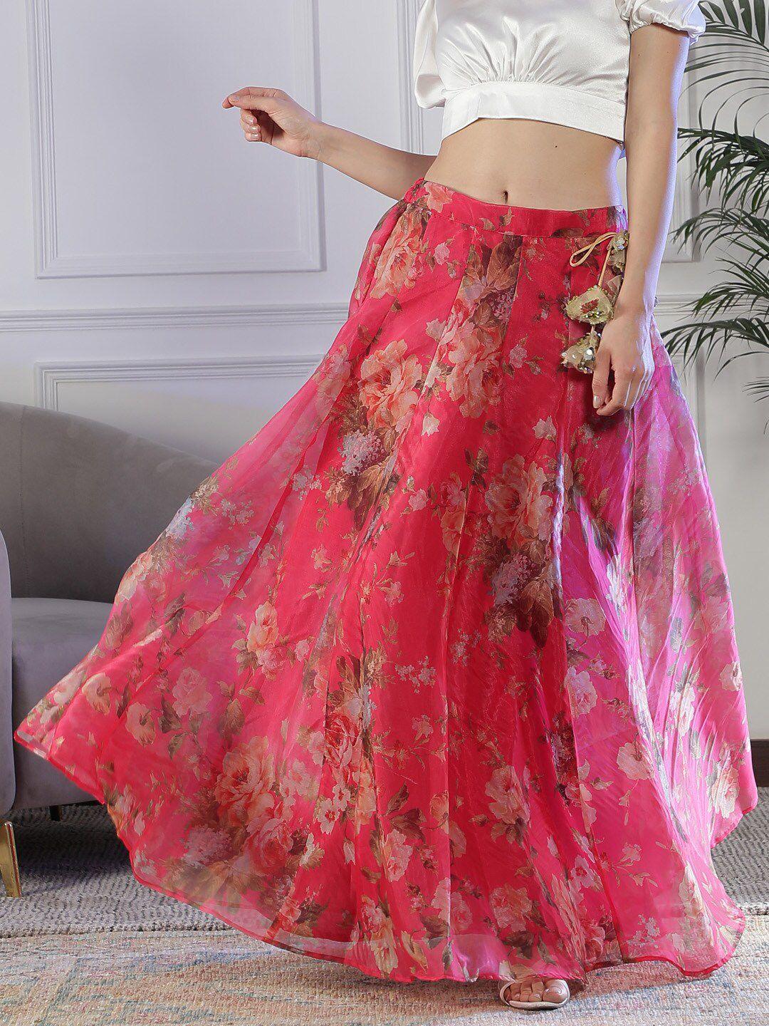 neudis floral printed flared maxi skirt