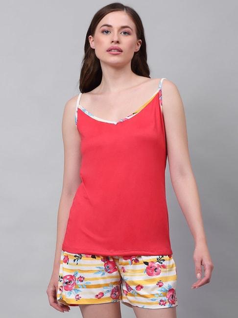 neudis red & white printed top with shorts
