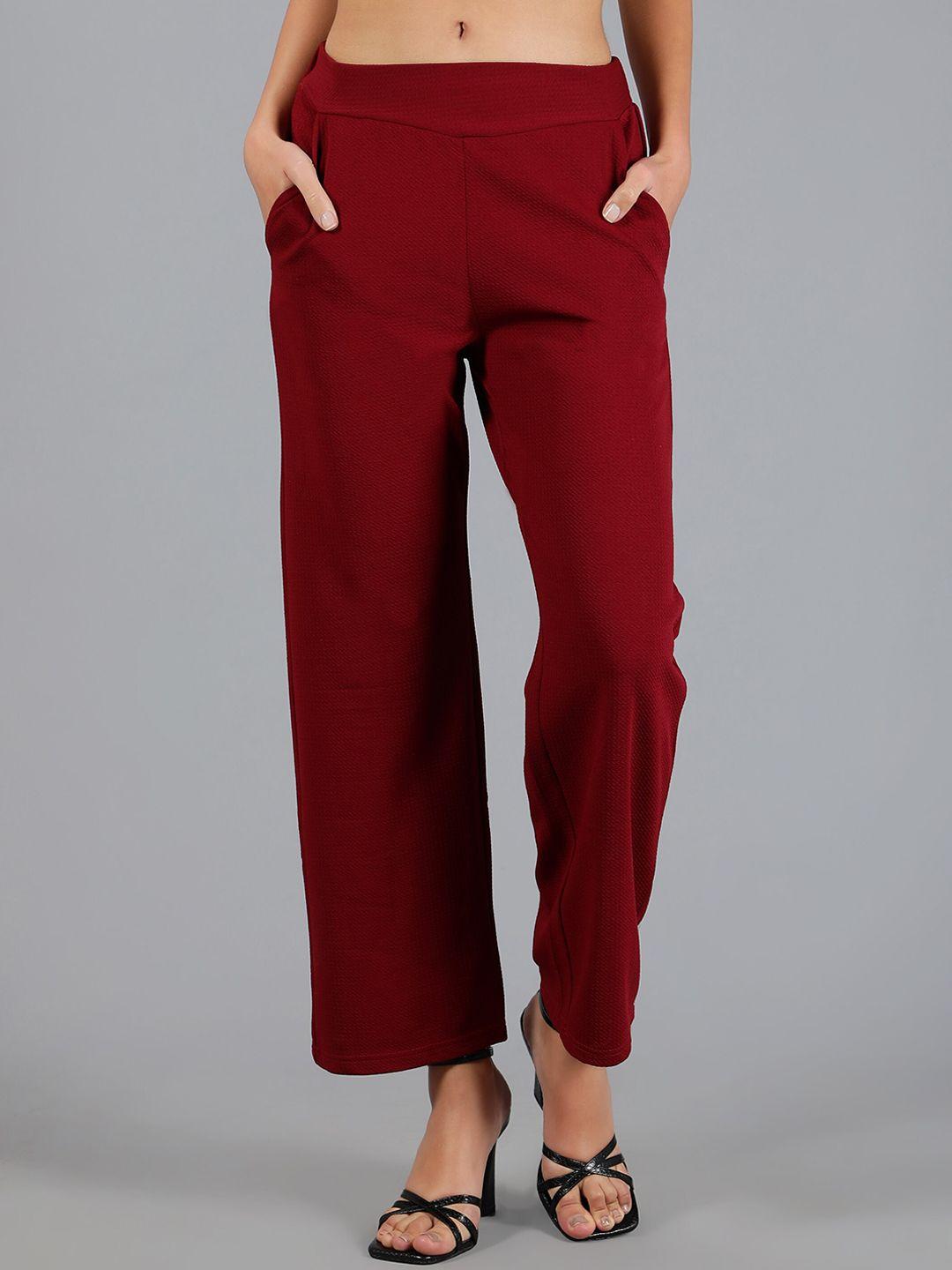 neudis women maroon relaxed trousers