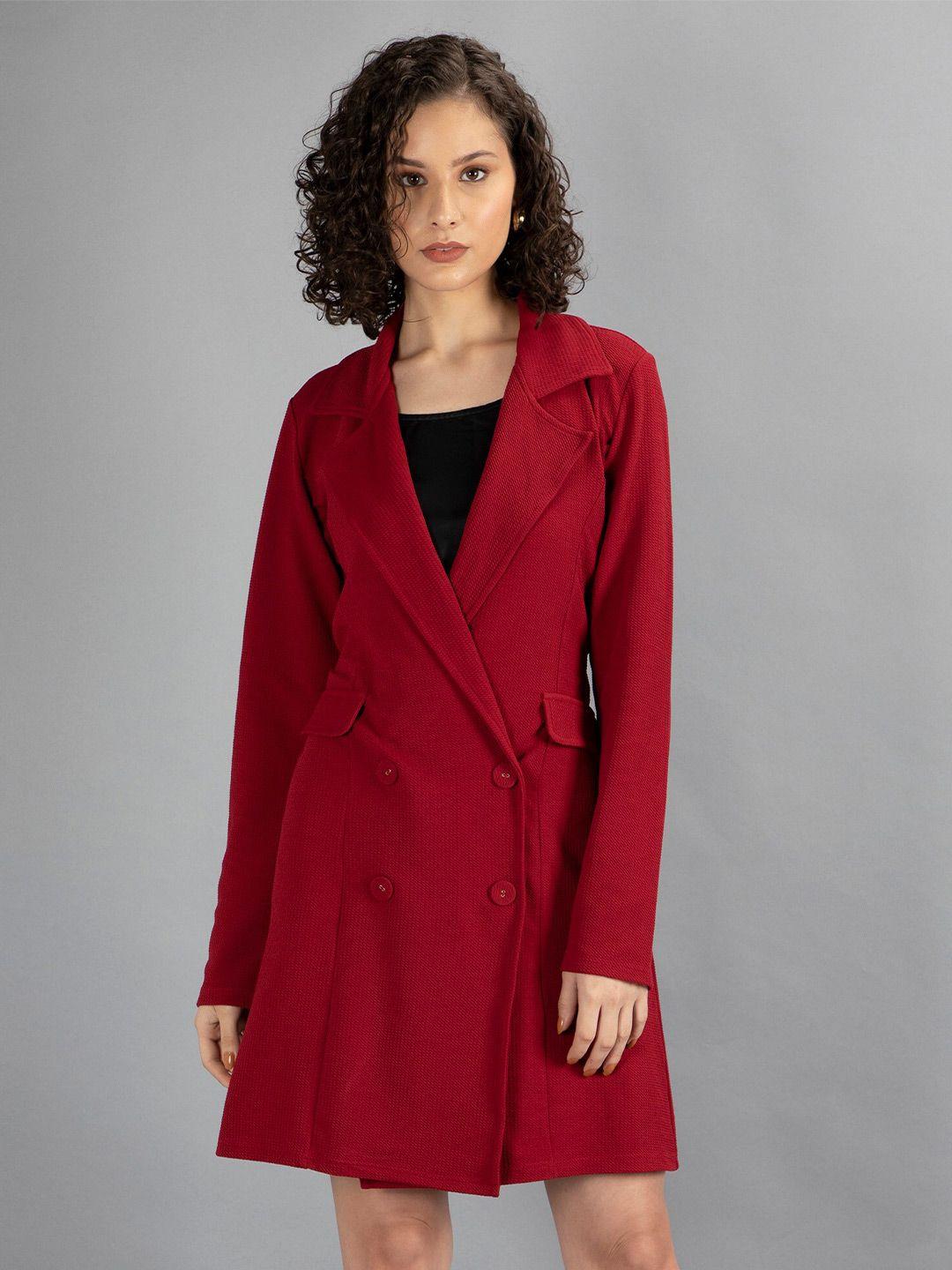 neudis women maroon solid blazer dresses